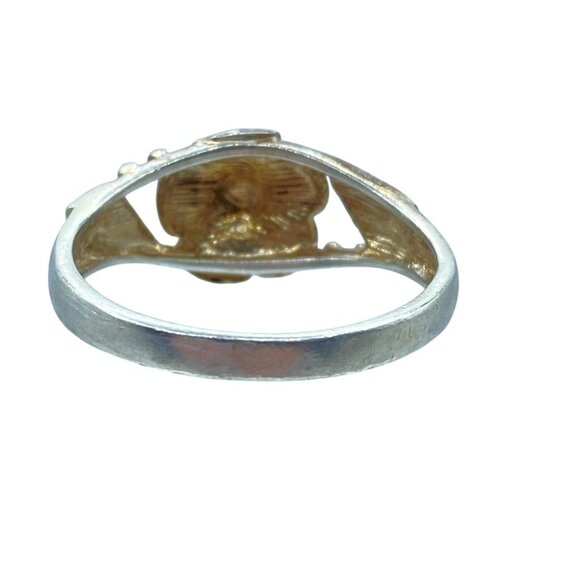 Vintage Sterling Silver 3D Rose Etched Ring Size 9 Signed NV Floral - Picture 6 of 11